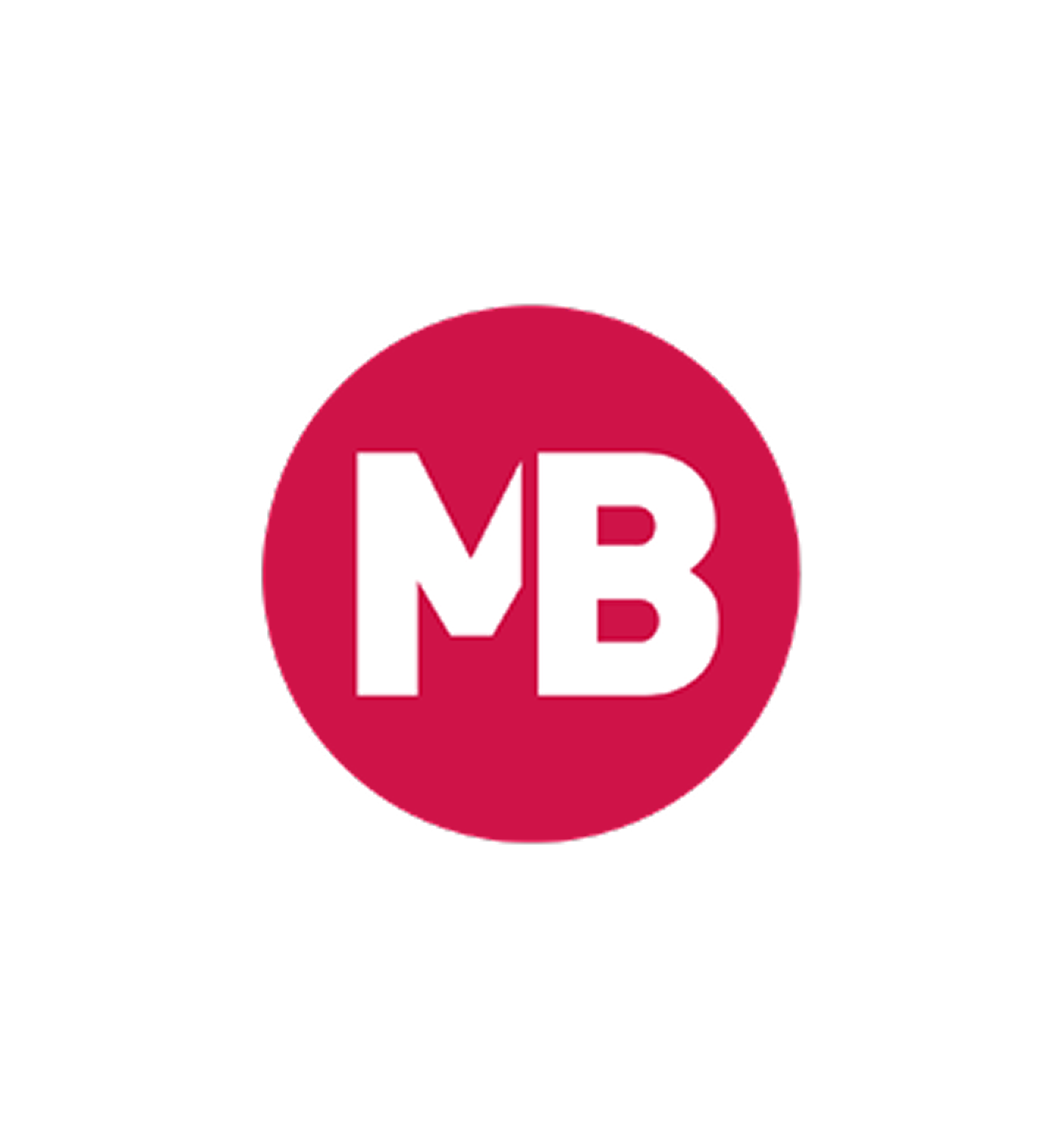 MB-Icon von MESSEBAU.DE: weißes „MB“-Monogramm in einem roten Kreis.