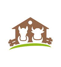 Icon von Stallbedarf24.de: Stall-Symbol mit zwei Tier-Silhouetten und grünem Bogen als Bodenlinie.