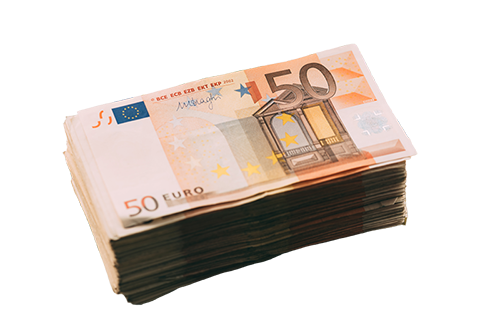 Stapel 50-Euro-Scheine als Symbol für Umsatz